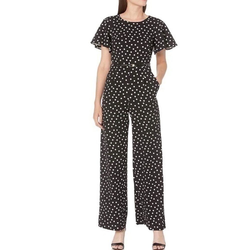 Calvin Klein Short Flutter Sleeved Belted Jumpsuit